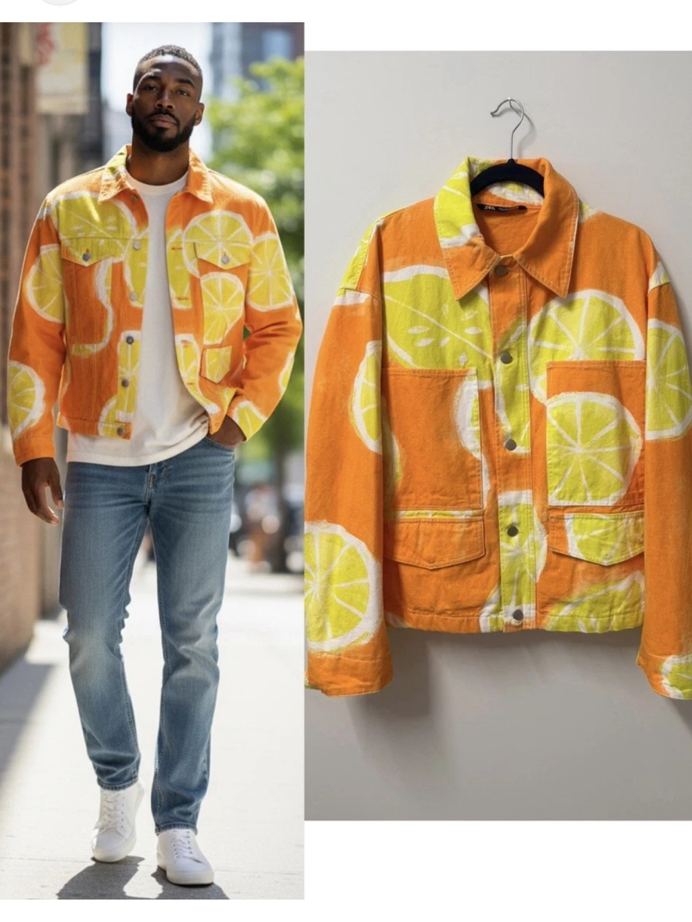 Zara Citrus Print Jacket NWOT